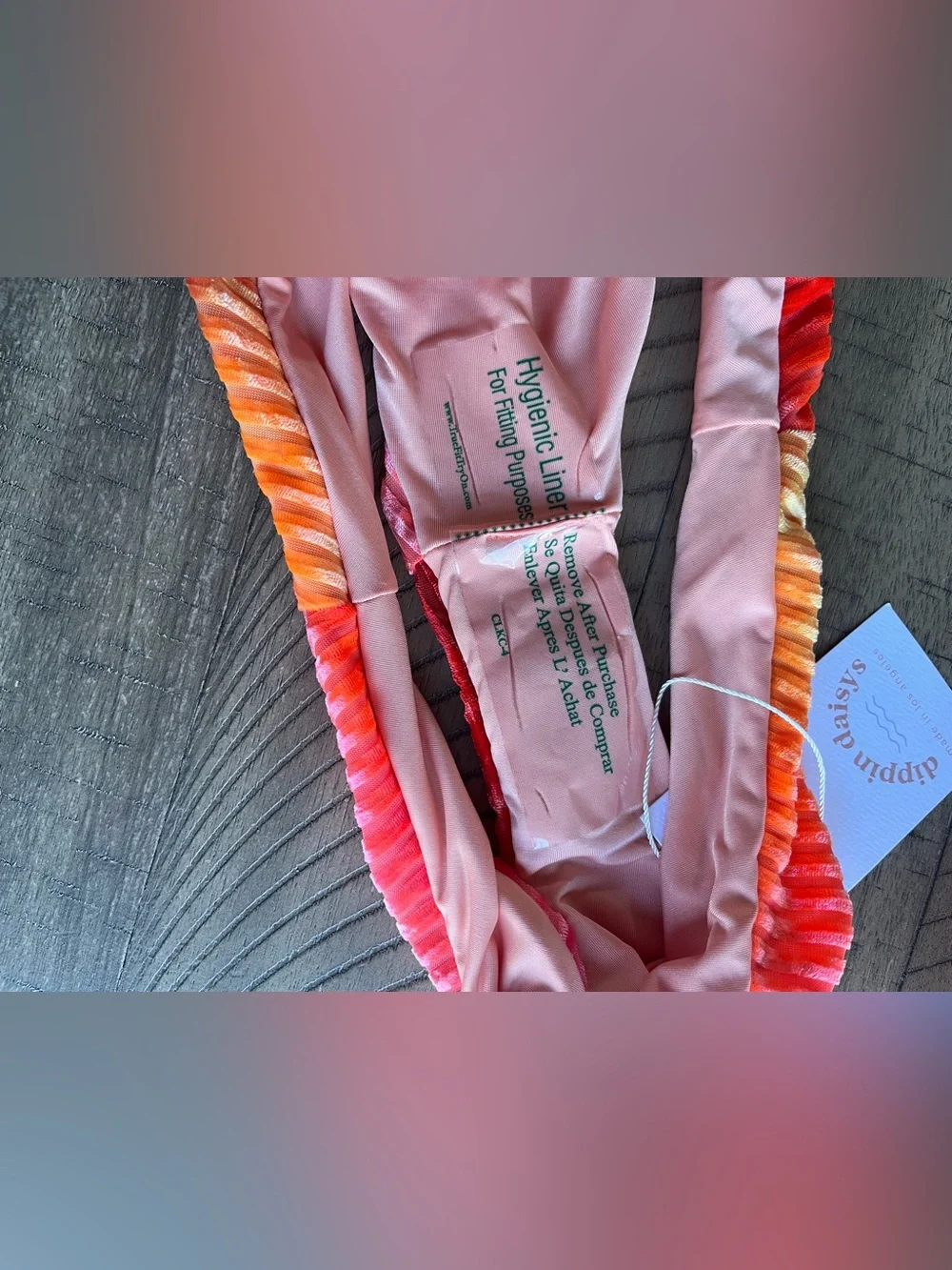 NWT Dippin' Daisy's Textured Velvet Tie-Dye Bikini Size Small Pink Orange Ombre